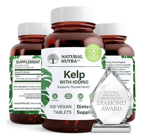 Suplemento Natural Nutra Kelp Iodine Thyroid Support 225mcg