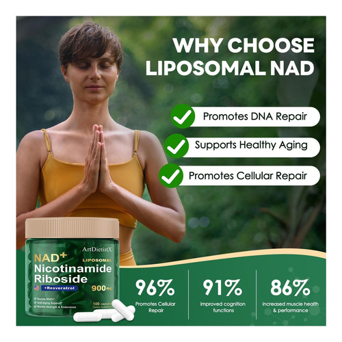 Nad+ Suplemento, Nad Nicotinamida Ribosídeo 900mg Para E De - Imagem 3