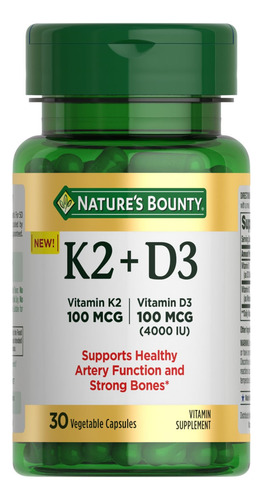 Suplemento Nature"s Bounty Vitamina D3 K2 4000iu + 100mcg