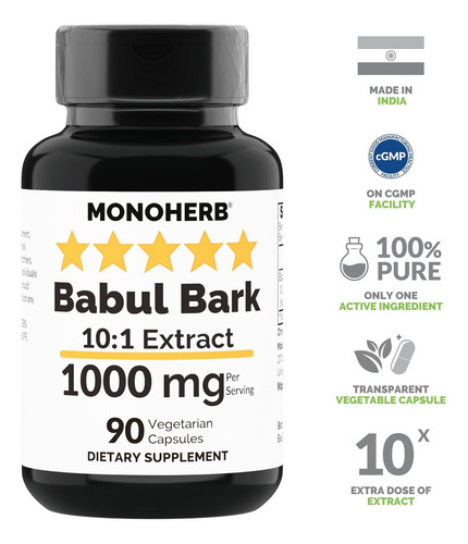 Extrato De Casca De Babul Monoherb 1000 Mg - 90 Cápsulas - Imagem 4