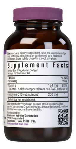 Suplemento Bluebonnet Coq-10 200 Mg Cápsulas Gelatinosas Veg - Imagem 2