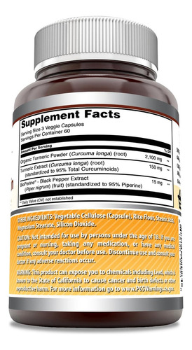 Suplemento De Cúrcuma Amazing Nutrition Com Bioperine 2250 - Imagem 2
