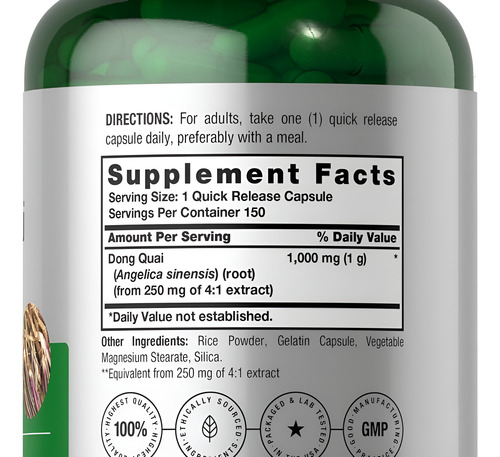 Cápsulas Horbäach Dong Quai 1000mg | 150 Porções