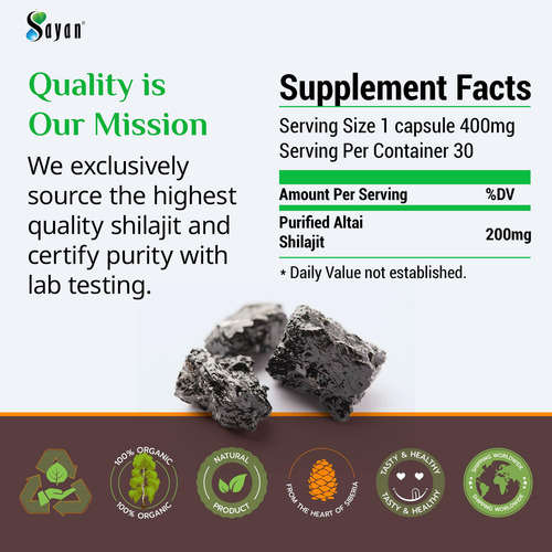 Suplemento Sayan Shilajit Comprimidos 12.000 Mg 60 Comprimid - Imagem 3