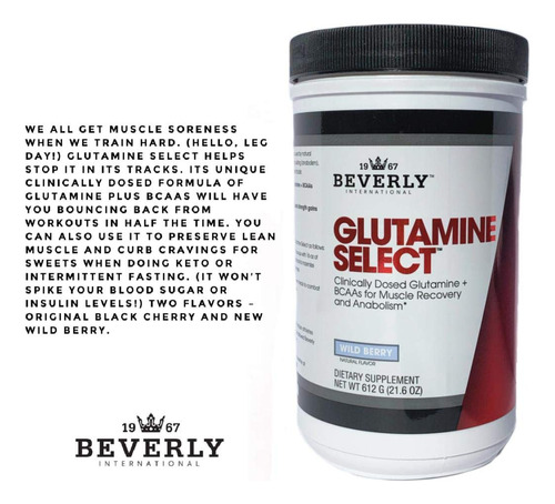 Suplemento De Glutamina Beverly International Select 60 Porç - Imagem 5