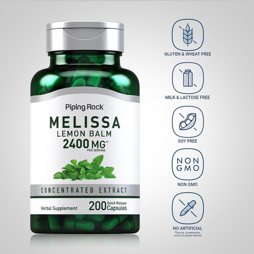 Cápsulas De Erva-cidreira Piping Rock 2400mg | Contagem 200 - Imagem 3