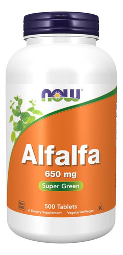 Now Foods Supplements, Alfafa 650 Mg Fonte De Vitamina K, Su