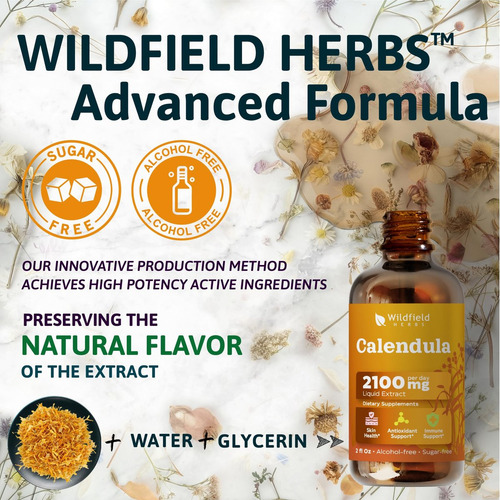Extrato De Calêndula Wildfield Herbs 2 Oz, Suplemento - Imagem 8
