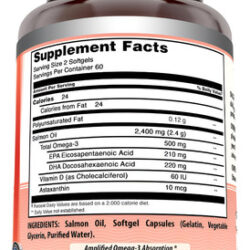 Óleo De Salmão Do Alasca Ômega 3 Da Amazing Nutrition 2400mg