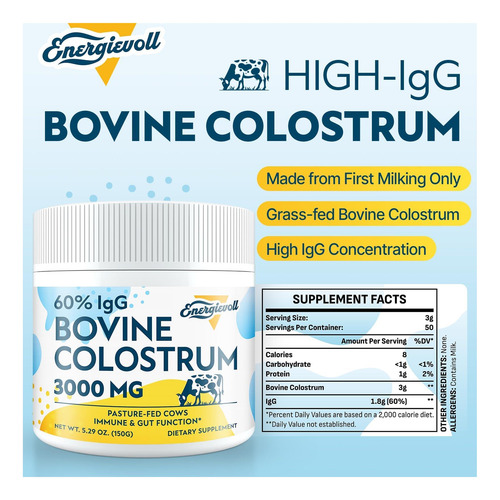Suplemento Em Pó De Colostro Bovino Energievoll - 60% Igg 30 - Imagem 8