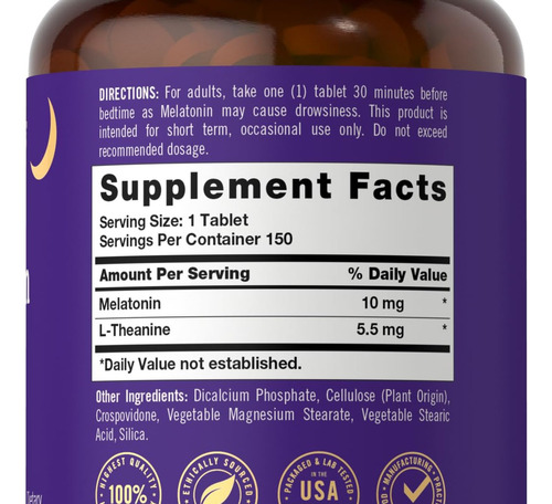 Tahoe Nutritionals Melatonina 10mg Com L-teanina 150 - Imagem 5