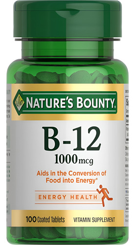 Vitamina B12 1000mcg com 100 comprimidos de sabor sem sabor Natures Bounty