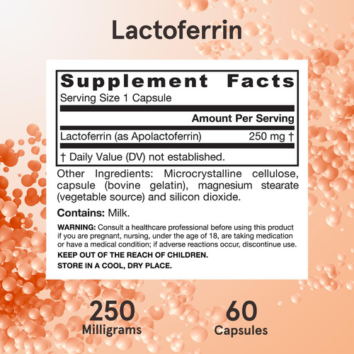 Suplemento Jarrow Formulas Lactoferrina 250 Mg 60 Cápsulas - Imagem 6