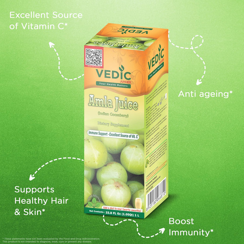 Sucos Védicos Suco De Amla, Suplemento De Groselha Indiana C - Imagem 7