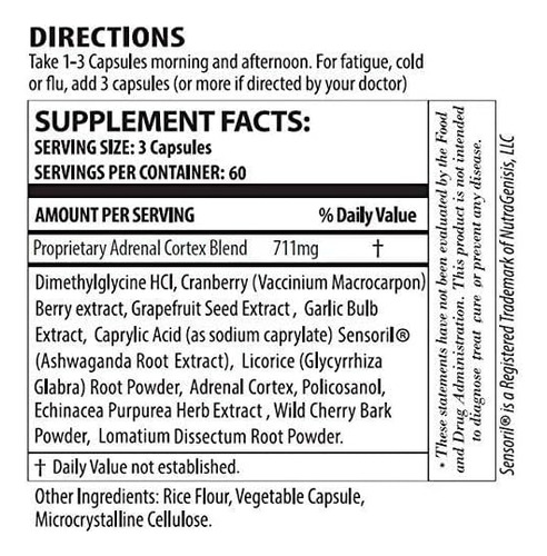 Adrenal Dmg - 180 Cápsulas - Apoia Energia Diurna, Melhora O - Imagem 8