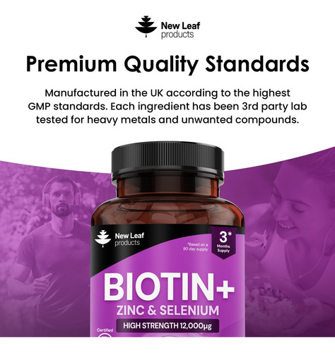 Biotina Vitaminas 12000mcg Com Coco Da Leaf Products - Imagem 5