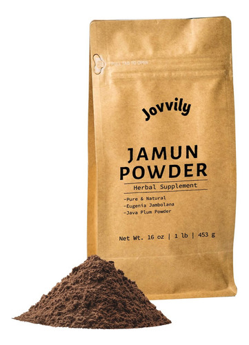 Pó De Jamun Jovvily Jovvily - 1 Lb - Puro E Natural - Imagem 3