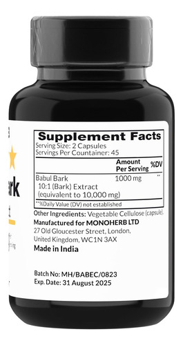 Extrato De Casca De Babul Monoherb 1000 Mg - 90 Cápsulas