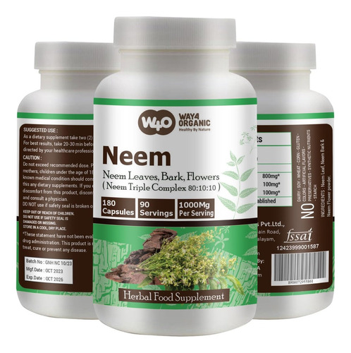 Way 4 Organic W4o Complexo Triplo De Neem W4o - 180 Cápsulas - Imagem 7