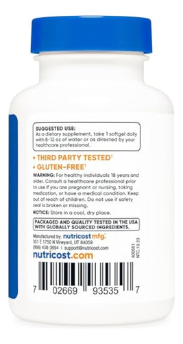 Vitamina D3 Nutricost 5.000 Ui 240 Cápsulas Gelatinosas - - Imagem 10