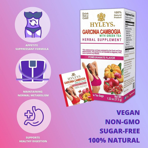 Chá De Garcinia Cambogia Hyleys Hyleys Com Sabor De Romã - Imagem 4