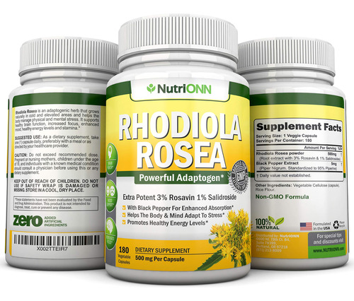 Suplemento Nutrionn Rhodiola Rosea 500mg 180 Cápsulas Vegana - Imagem 6