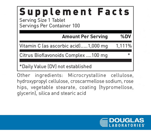 Douglas Laboratories Natural C 1000 Mg. | Suporta Pele, Vaso - Imagem 2