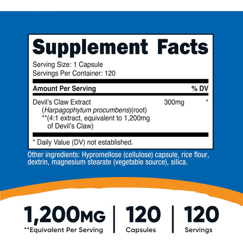 Nutricost Devil"s Claw 1200mg, 120 Cápsulas Veganas - Imagem 3