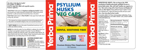 Suplemento Yerba Prima Fiber Psyllium Husks 180 Cápsulas Veg - Imagem 5