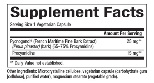 Fatores Naturais Pycnogenol 25 Mg, Suporte Antioxidante Para - Imagem 2