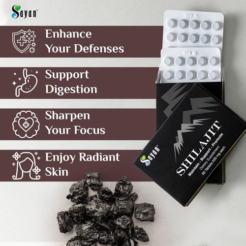 Suplemento Sayan Shilajit Comprimidos 12.000 Mg 60 Comprimid - Imagem 2
