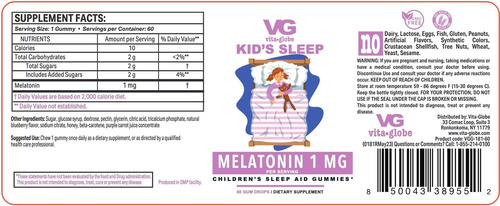 Sono Vitaglobe Kid 1mg Gummy - Suplemento De Ajuda Vegana E - Imagem 9