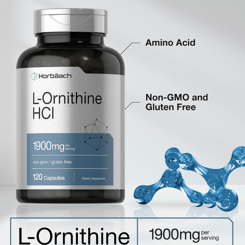 Horbäach L Ornitina Hcl 1900mg 120 Cápsulas - Imagem 7