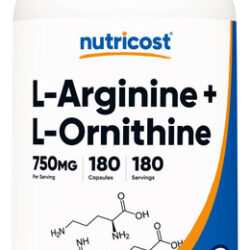 Suplemento Nutricost L-arginina L-ornitina 750 Mg 180 Cápsul