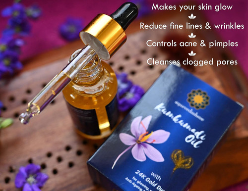 Óleo Ayurvedashree Kumkumadi 30 Ml Com Flocos De Ouro - Imagem 13