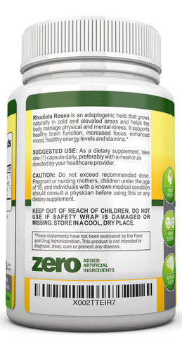 Suplemento Nutrionn Rhodiola Rosea 500mg 180 Cápsulas Vegana - Imagem 5