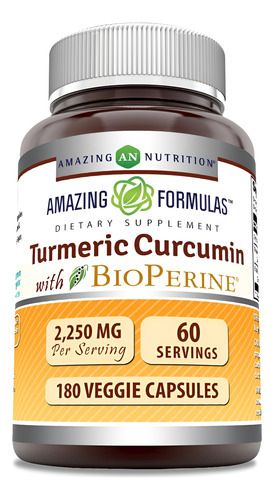 Suplemento De Cúrcuma Amazing Nutrition Com Bioperine 2250