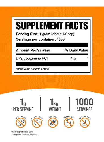 Suplemento Bulksupplements.com Glucosamina Hcl Em Pó 1 Kg - Imagem 2