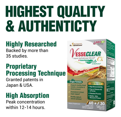 Labo Nutrition Vesseclear Cx: Nattokinase Nsk-sd + Gama Oriz - Imagem 9