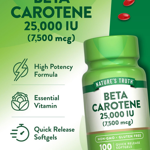 Nature"s Truth Beta Caroteno 25000 Ui - 100 Cápsulas - Imagem 4