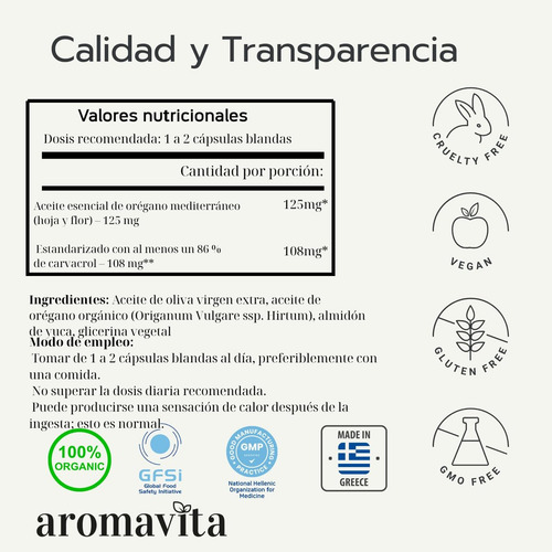Cápsulas De Óleo De Orégano Orgânico Aromavita Aromavita - Imagem 6