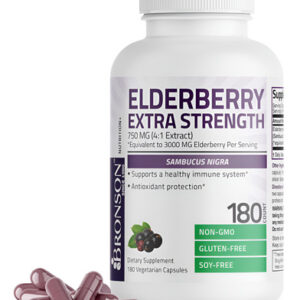 Suplemento Bronson Elderberry Extra Strength 180 Cápsulas