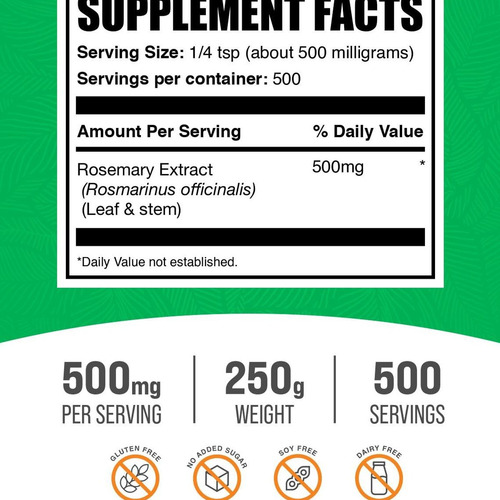 Extrato De Alecrim Em Pó Bulksupplements 250g - Imagem 2