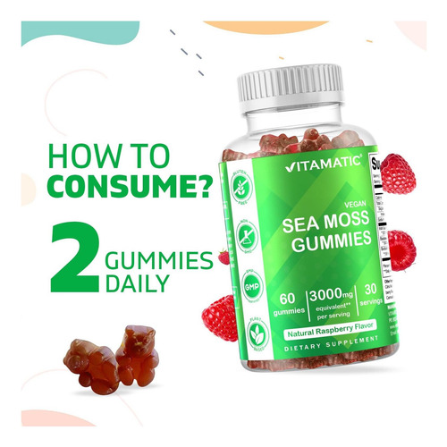 Vitamatic 3 Pack: Gomas De Irish Sea Moss 3000mg, 60 Und - Imagem 10