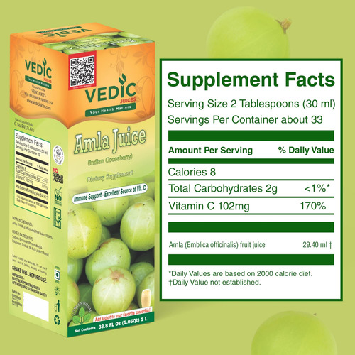 Sucos Védicos Suco De Amla, Suplemento De Groselha Indiana C - Imagem 8