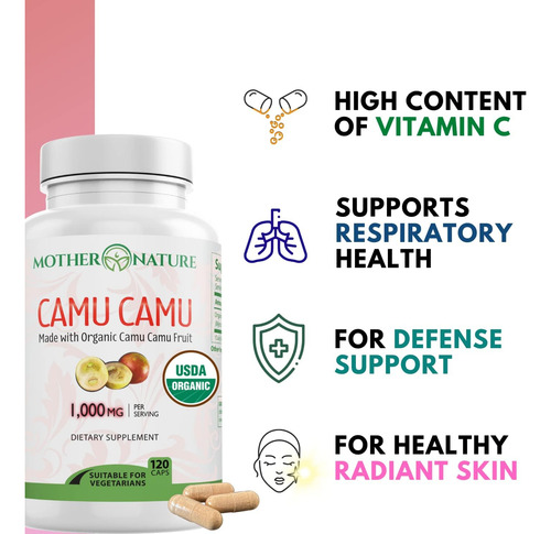 Vitamina C Orgânica De Cápsulas De Camu Camu 1.000 Mg, Embal - Imagem 7