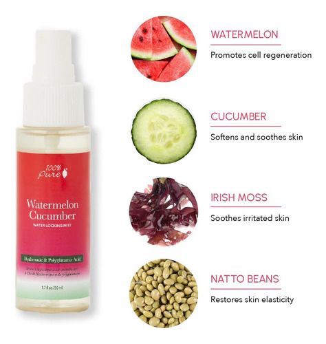 Névoa Hidratante 100% Pura De Melancia E Pepino 17 Fl Oz Ma - Imagem 14