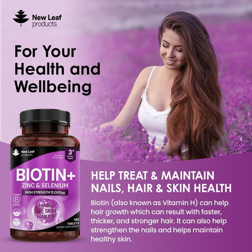 Biotina Vitaminas 12000mcg Com Coco Da Leaf Products - Imagem 6