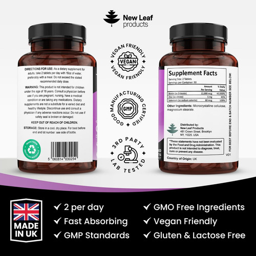 Biotina Vitaminas 12000mcg Com Coco Da Leaf Products - Imagem 7