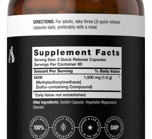 Cápsulas Horbäach Msm Horbäach 1500mg | 240 Unidades - Imagem 2
